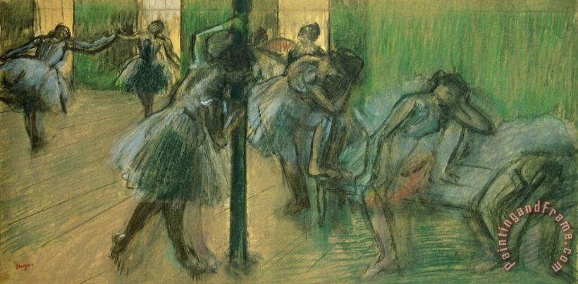 Dancers rehearsing painting - Edgar Degas Dancers rehearsing Art Print