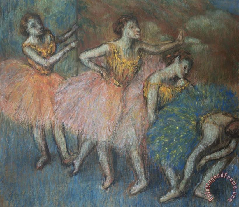 Edgar Degas Green And Yellow Dancers Art Print