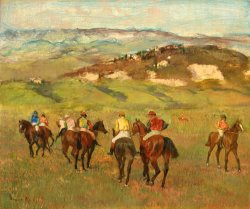 Edgar Degas Jockeys on Horseback before Distant Hills
