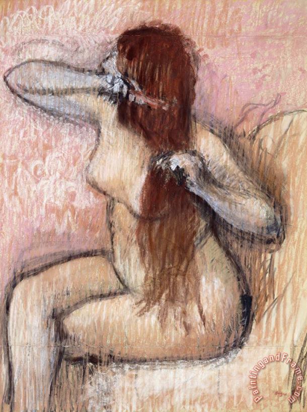 Nude Seated Woman Arranging Her Hair Femme Nu Assise Se Coiffant painting - Edgar Degas Nude Seated Woman Arranging Her Hair Femme Nu Assise Se Coiffant Art Print