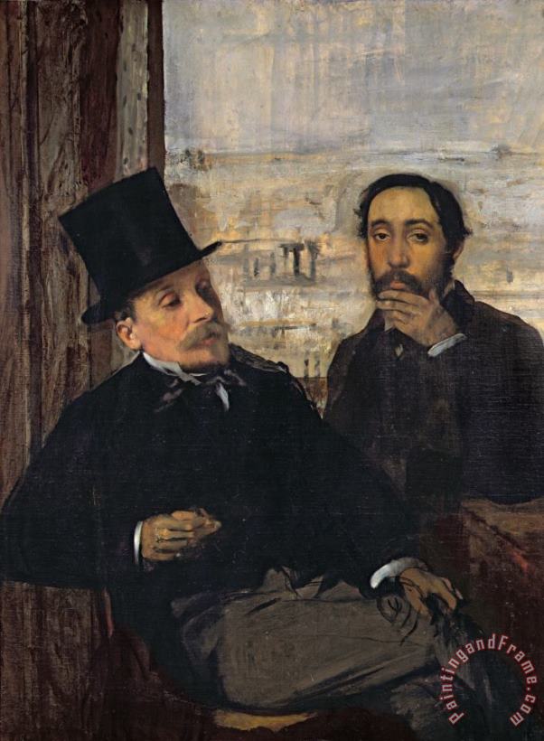Self Portrait with Evariste de Valernes painting - Edgar Degas Self Portrait with Evariste de Valernes Art Print