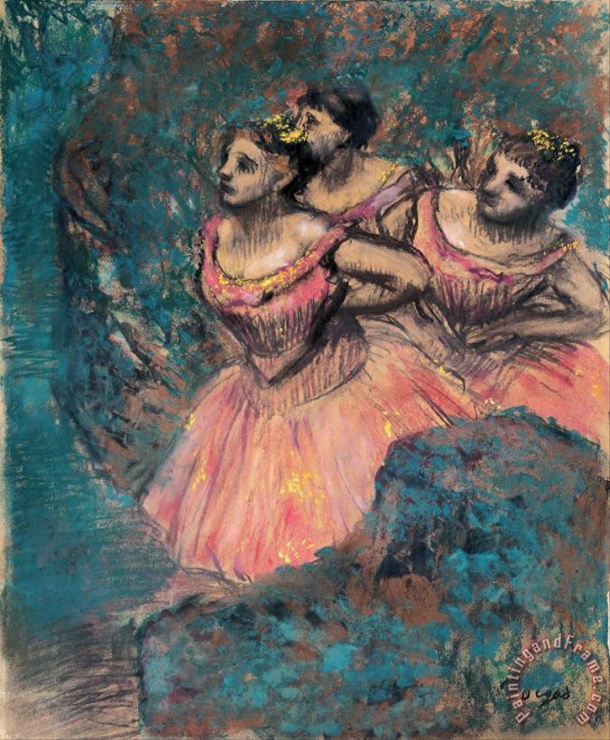 Edgar Degas Three Dancers in Red Costume Art Print