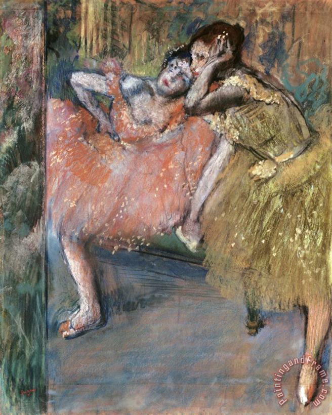 Two Dancers by a Hearth painting - Edgar Degas Two Dancers by a Hearth Art Print
