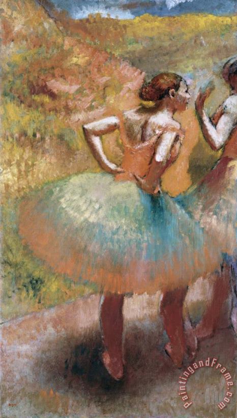 Two Dancers in Green Skirts painting - Edgar Degas Two Dancers in Green Skirts Art Print