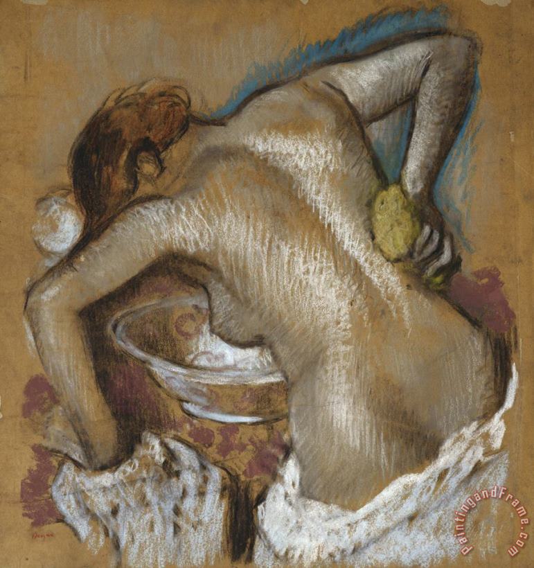Edgar Degas Woman Washing Her Back with a Sponge Art Painting