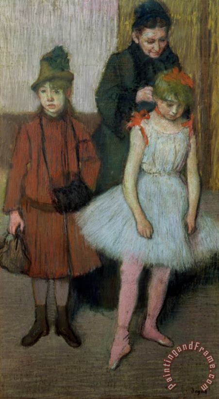 Edgar Degas Woman with Two Little Girls Art Painting