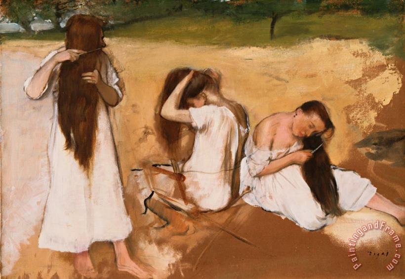 Women Combing Their Hair painting - Edgar Degas Women Combing Their Hair Art Print