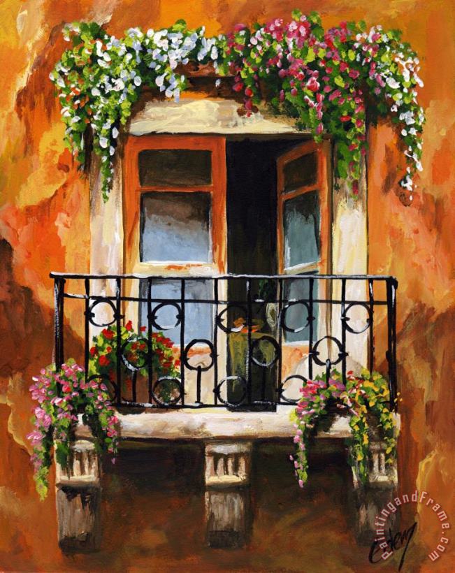Balcony Of Livorno painting - Edit Voros Balcony Of Livorno Art Print