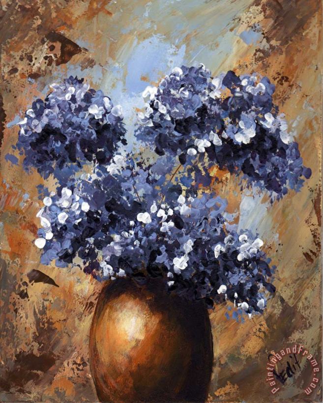 Blue Flowers 068 painting - Edit Voros Blue Flowers 068 Art Print