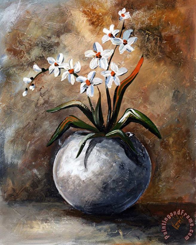 Bouquet di fiori bianchi painting - Edit Voros Bouquet di fiori bianchi Art Print