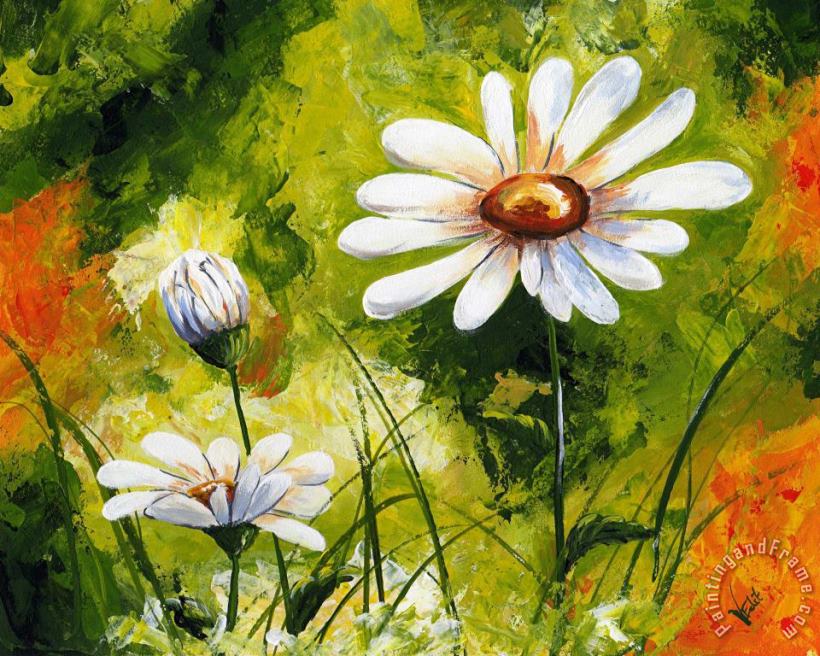 My flowers - Margherite painting - Edit Voros My flowers - Margherite Art Print