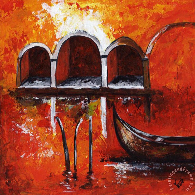 Edit Voros Red Venice Art Painting