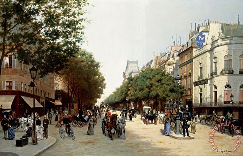 Le Boulevard Des Italiens, Paris painting - Edmond-Georges Grandjean Le Boulevard Des Italiens, Paris Art Print