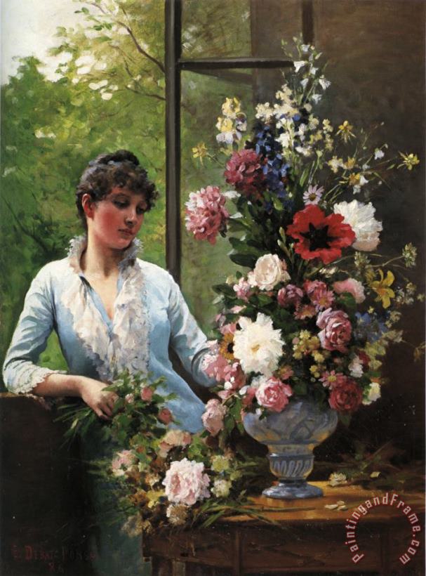 Edouard Bernard Debat Ponsan Preparing The Flower Arrangement Art Print
