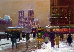 Edouard Leon Cortes Notre Dame, St. Michel, Under Snow