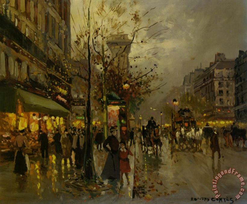Edouard Leon Cortes Un Boulevard a Paris Art Painting