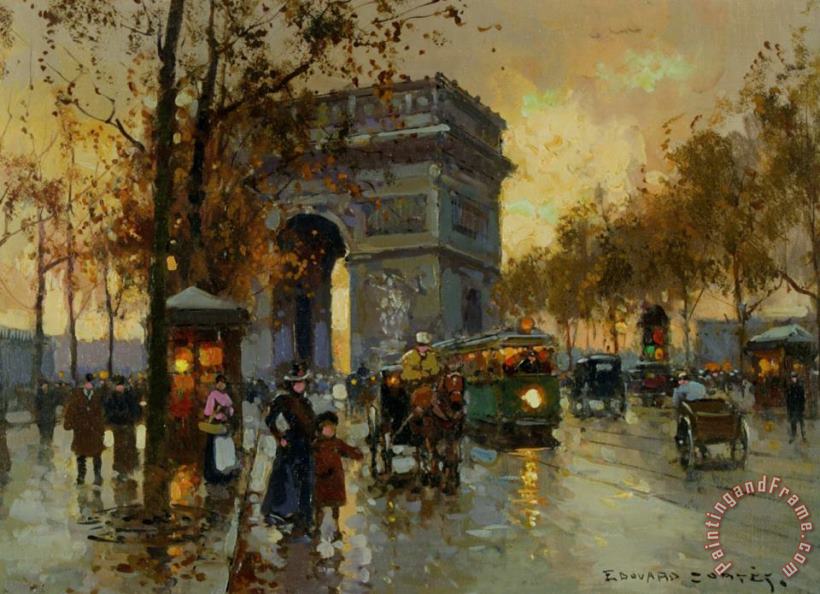 View of The Arc De Triomphe painting - Edouard Leon Cortes View of The Arc De Triomphe Art Print