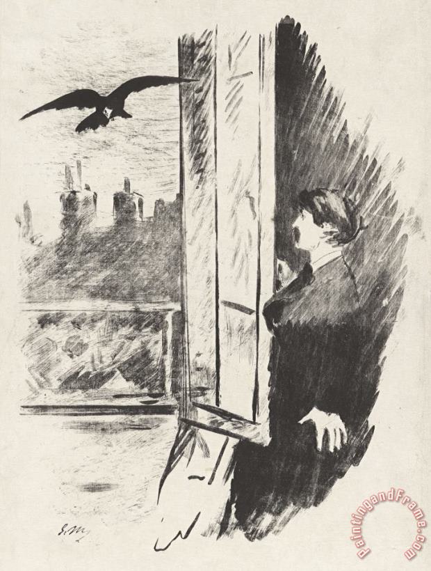Edouard Manet At The Window, From Stephane Mallarme's Translation of Edgar Allan Poe's The Raven Art Print