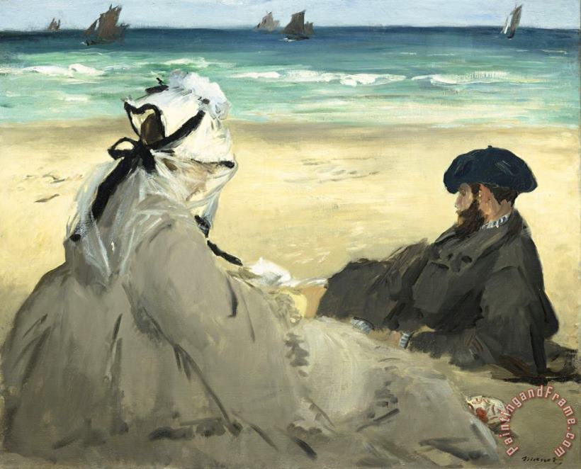 On The Beach painting - Edouard Manet On The Beach Art Print