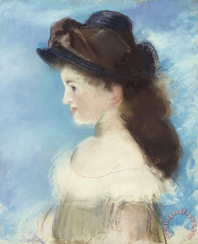 Edouard Manet Portrait of Mademoiselle Hecht Wearing a Hat, Seen in Profile Art Painting