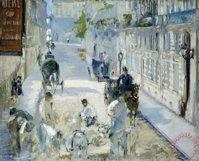 The Rue Mosnier with Workmen painting - Edouard Manet The Rue Mosnier with Workmen Art Print