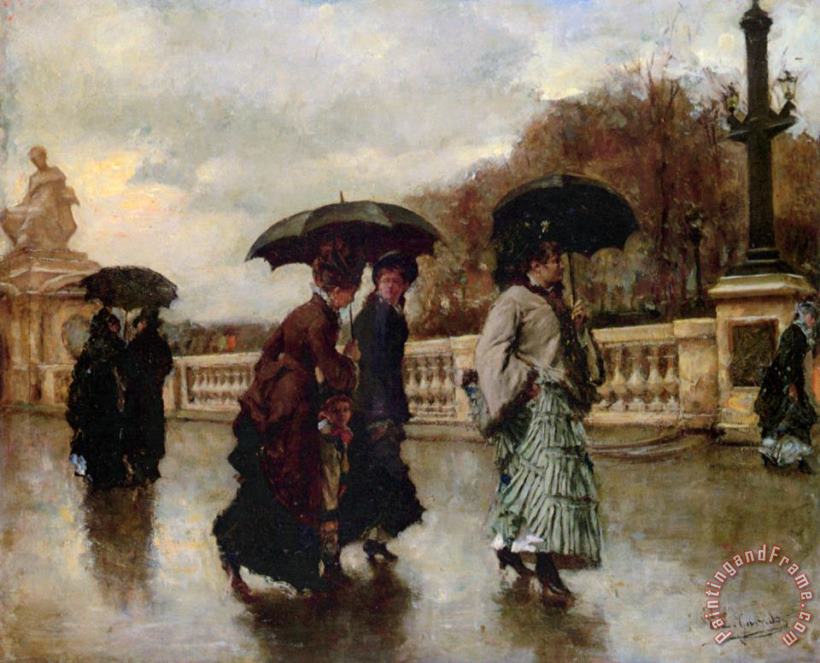 Eduardo Leon Garrido Elegantes Sous La Pluie Art Painting