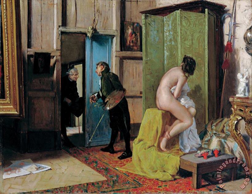 Eduardo Zamacois La Visita Inoportuna (museo De Bellas Artes De Bilbao, C. 1868. Oleo Sobre Tabla, 23 X 29.5 Cm).jpg Art Print