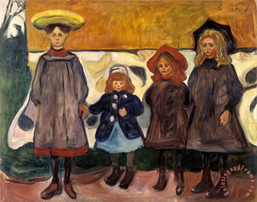 Edvard Munch Four Girls in Asgardstrand Art Painting