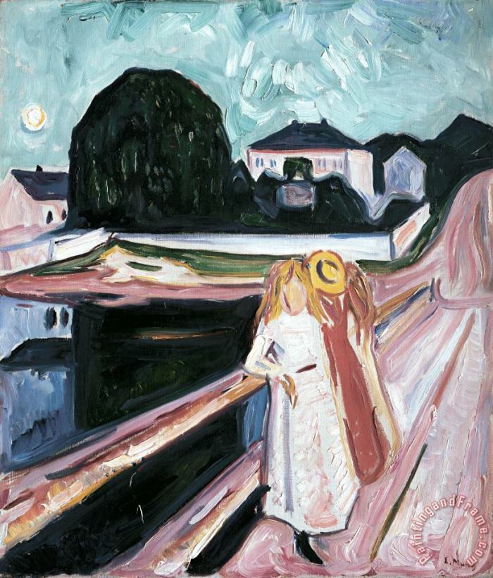 Girls on The Pier painting - Edvard Munch Girls on The Pier Art Print