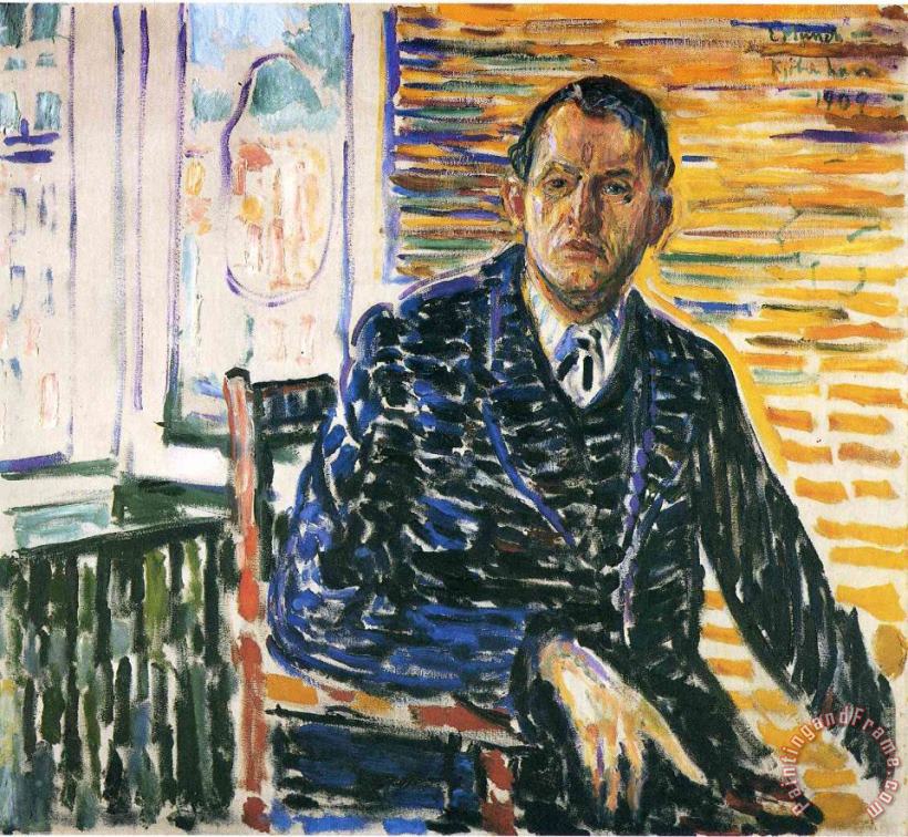 Edvard Munch Self Portrait at Professor Jacobson S Hospital 1909 Art Painting