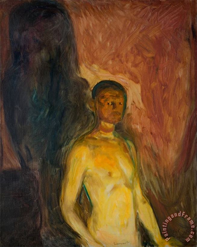 Self Portrait in Hell painting - Edvard Munch Self Portrait in Hell Art Print