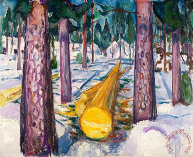 The Yellow Log painting - Edvard Munch The Yellow Log Art Print
