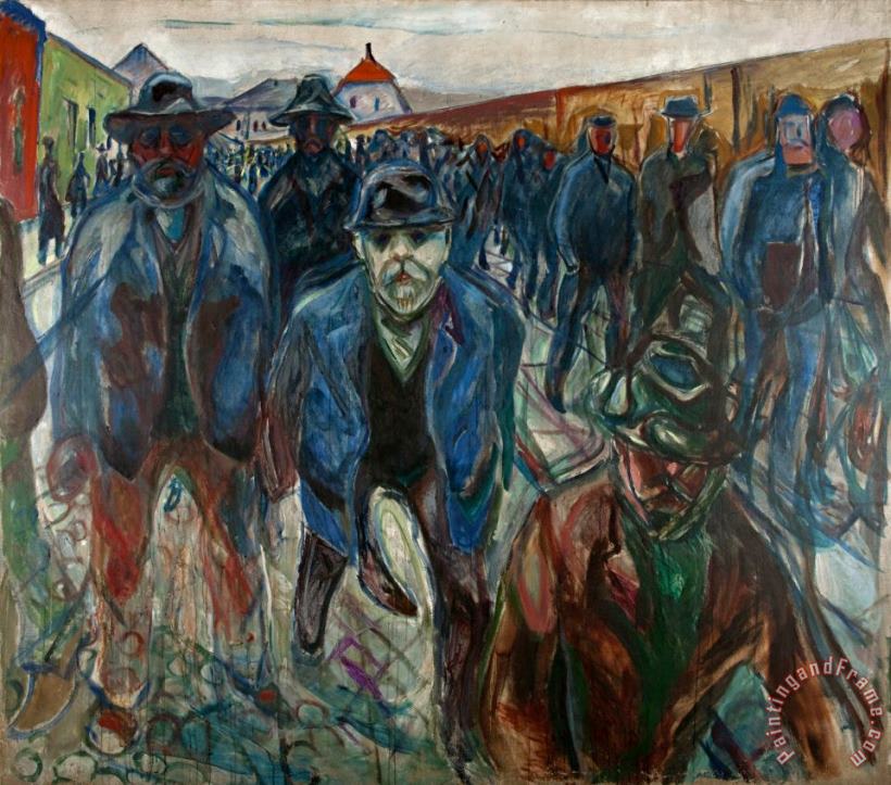 Workers on Their Way Home painting - Edvard Munch Workers on Their Way Home Art Print