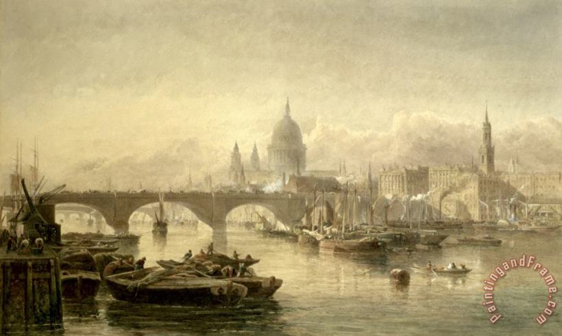 St Paul S Cathedral And London Bridge From The Surrey Side painting - Edward Angelo Goodall St Paul S Cathedral And London Bridge From The Surrey Side Art Print