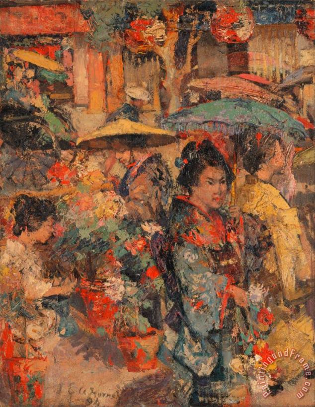 Edward Atkinson Hornel Flower Market, Nagasaki Art Painting
