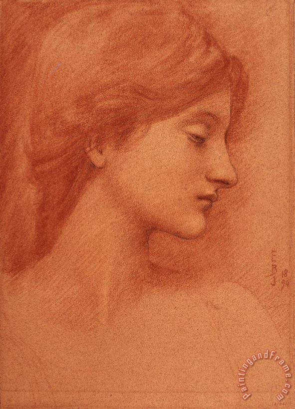 Edward Burne Jones Study of a Female Head Art Print