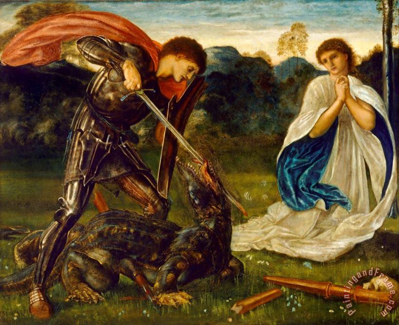 Edward Burne Jones The Fight: St George Kills The Dragon VI Art Painting