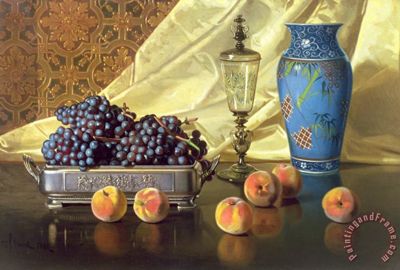 Edward Chalmers Leavitt Still Life with Peaches Art Painting