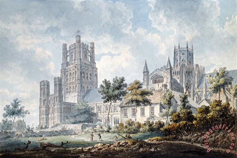 Ely Cathedral From The South East painting - Edward Dayes Ely Cathedral From The South East Art Print