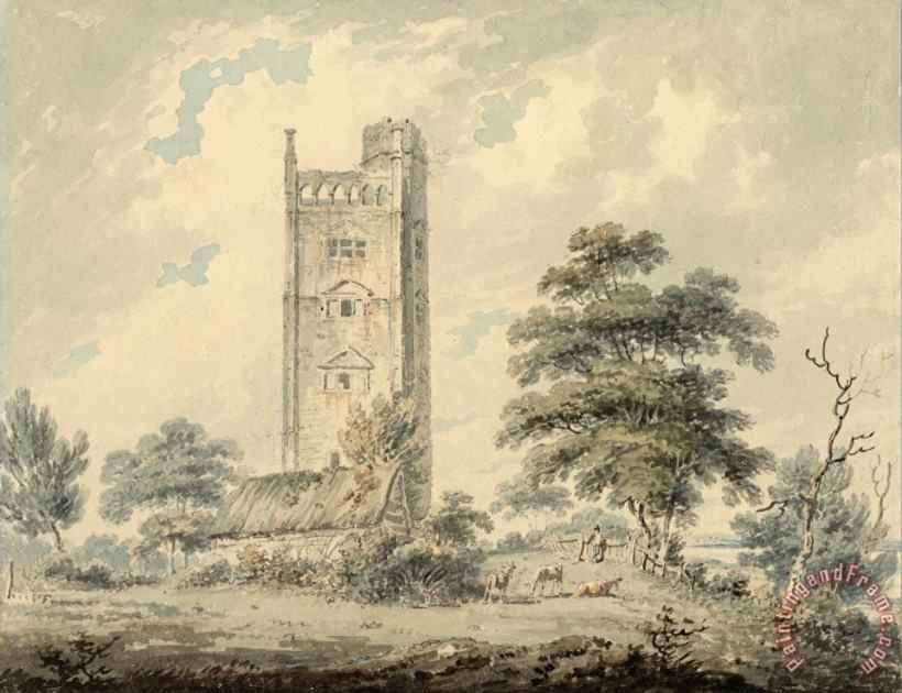 Freston Tower, Suffolk painting - Edward Dayes Freston Tower, Suffolk Art Print