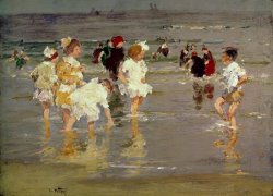 Edward Henry Potthast - Children on the Beach painting