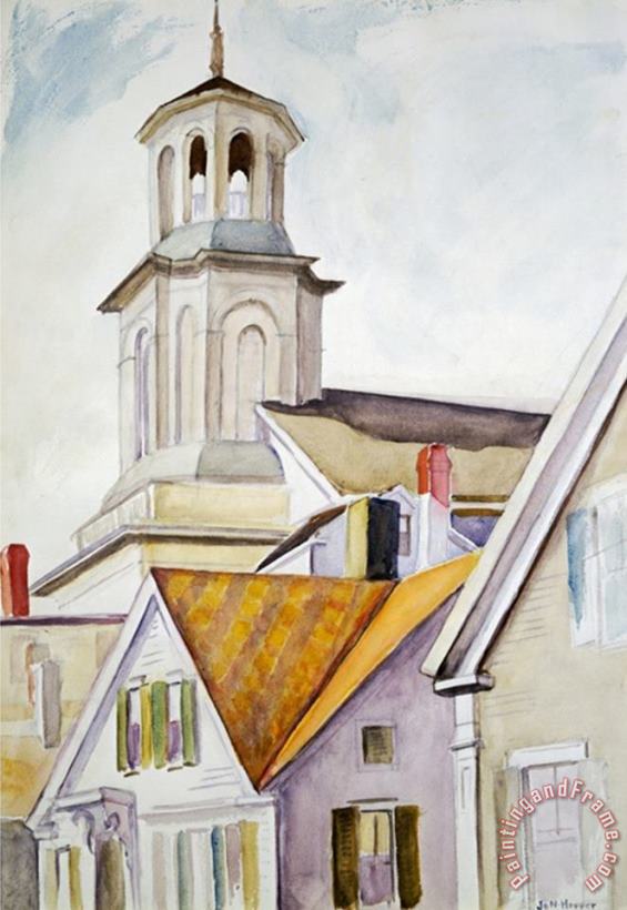 Church Steeple And Rooftops painting - Edward Hopper Church Steeple And Rooftops Art Print