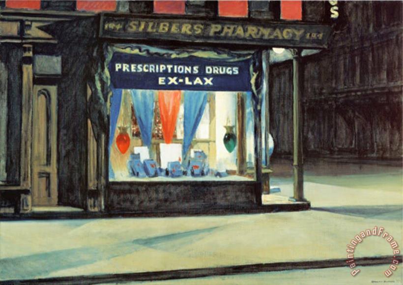 Drug Store 1927 painting - Edward Hopper Drug Store 1927 Art Print