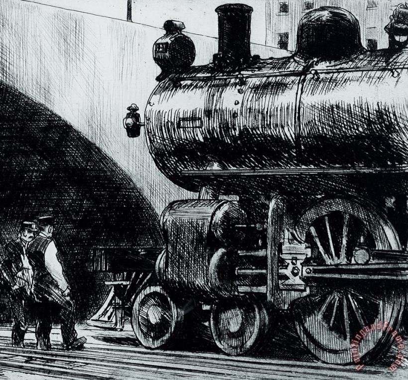 Locomotive painting - Edward Hopper Locomotive Art Print