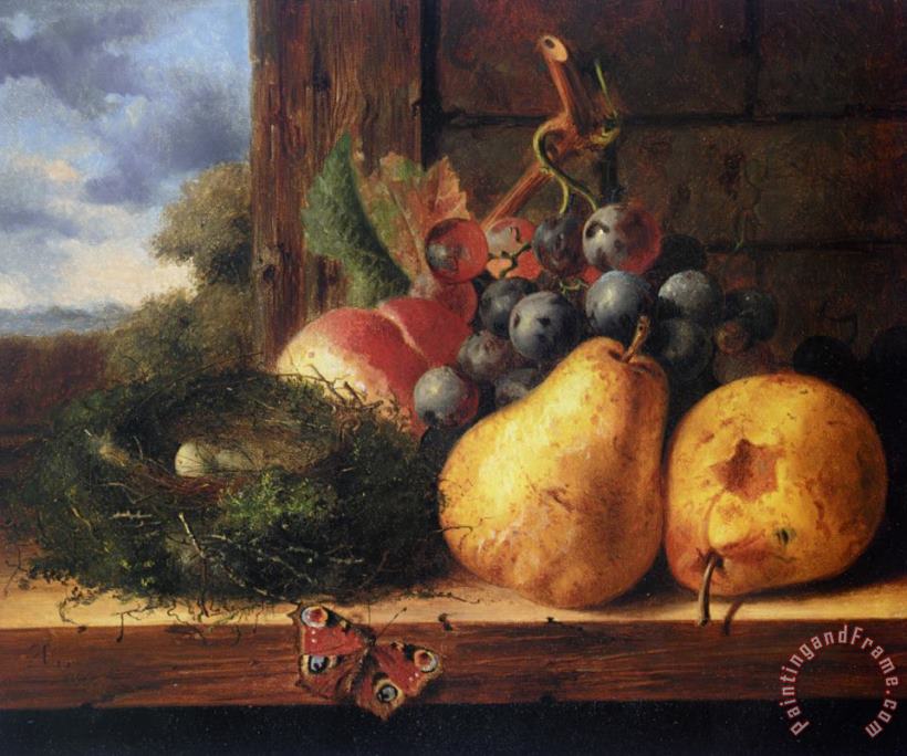 Still Life with a Birds Nest And Fruit painting - Edward Ladell Still Life with a Birds Nest And Fruit Art Print