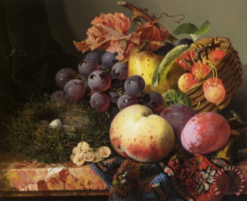 Still Life with Birds Nest And Fruit painting - Edward Ladell Still Life with Birds Nest And Fruit Art Print