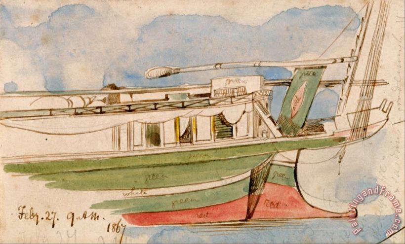 Boat on The Nile 5 painting - Edward Lear Boat on The Nile 5 Art Print