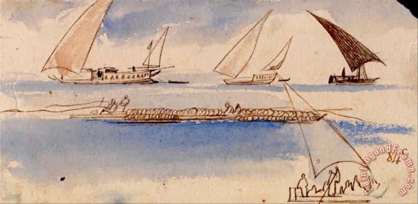 Edward Lear Boats Art Painting