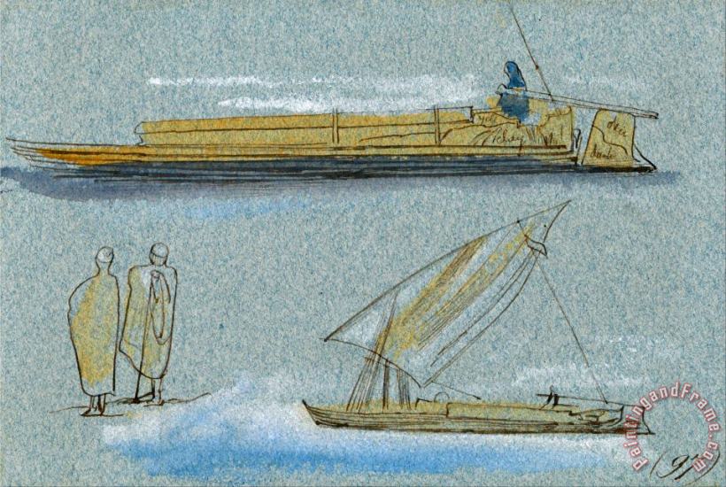 Edward Lear Boats on The Nile 2 Art Print