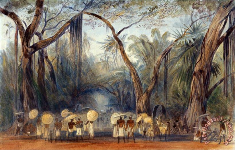Coolies on The Road Near Kalicut, Malabar painting - Edward Lear Coolies on The Road Near Kalicut, Malabar Art Print